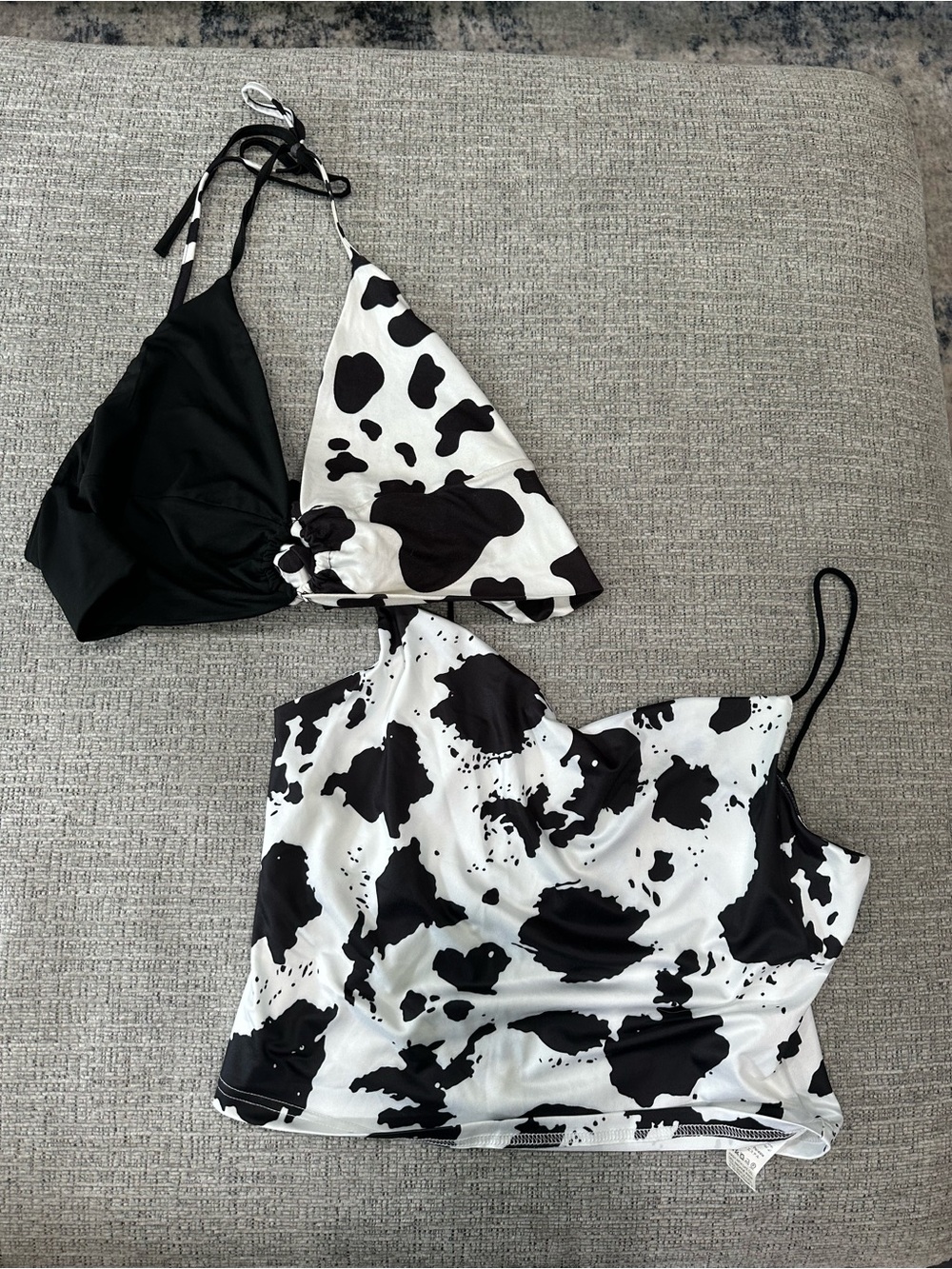 Shein Cow Print Halter Bikini Top and Cami Set